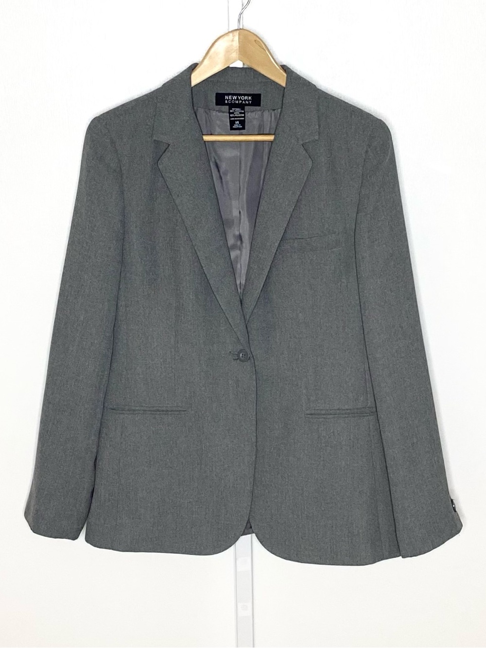 New York & Company | Y2K Grey/Gray One-Button Model Off-Duty Blazer Sz 14